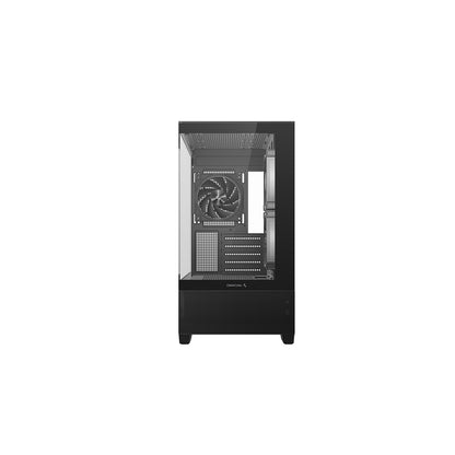 DeepCool CG380 3F Micro-ATX Gaming Case Black  Panoramic Tempered Glass Side Panel, Mesh Airflow Front, 3 Pre-Installed ARGB Fans, USB-C & USB-A Front I/O, Spacious SFF/mATX/ITX Build Support