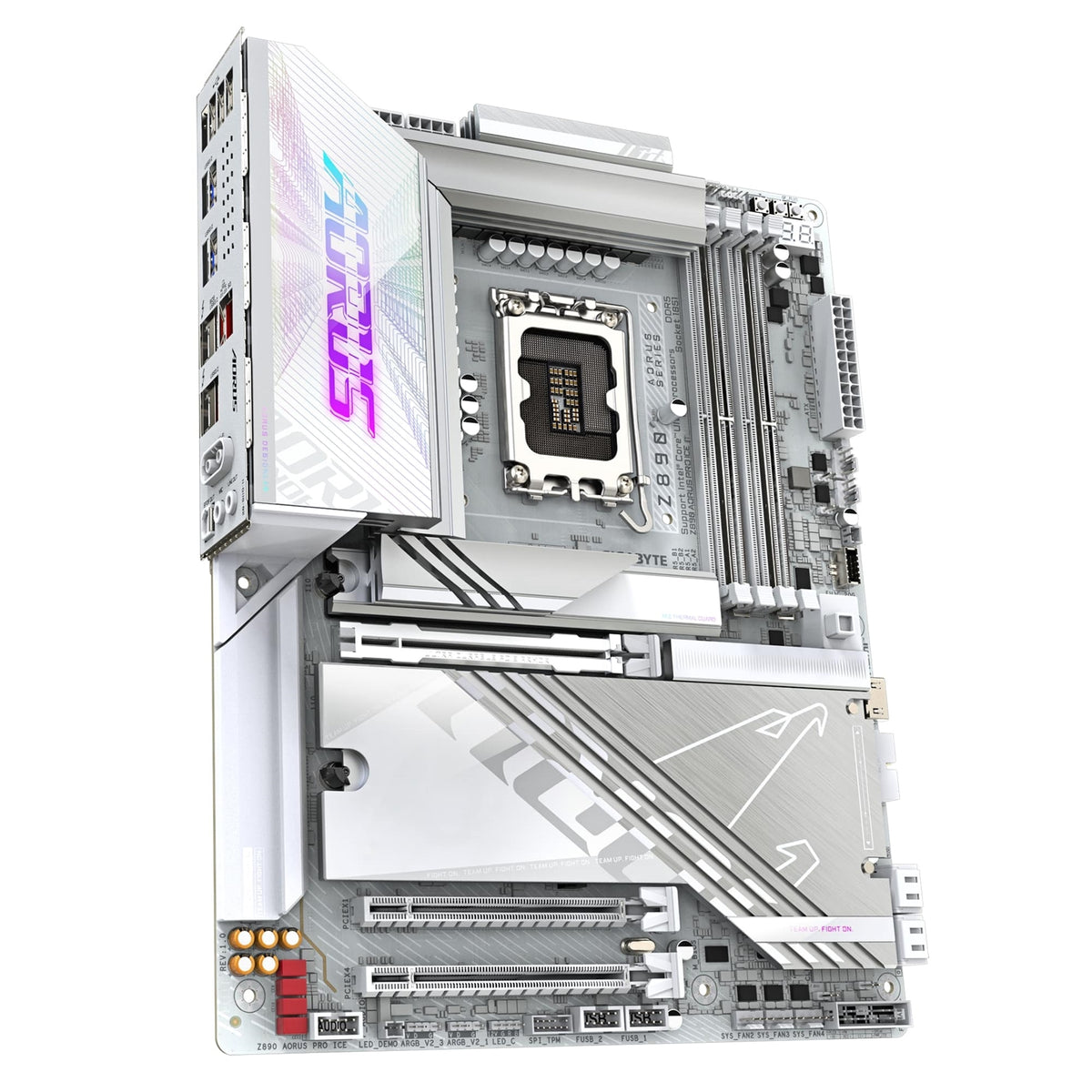Gigabyte Z890 AORUS PRO ICE Intel 1851 Socket Motherboard, ATX, 4x DDR5 Slots, 5x M.2 Sockets, Fitted I/O Shield, 5GbE LAN, Wi-Fi 7, 2x USB-C (USB4)