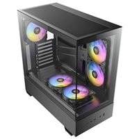 Antec CX705 ARGB Gaming PC Case Mid Tower, 270° Tempered Glass, RGB Fans, ATX/Micro-ATX/ITX Compatible, USB-C, High Airflow, Black