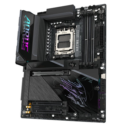 Gigabyte X870E AORUS PRO X3D AMD AM5 Socket Motherboard, ATX, 4x DDR5 Slots, 4x M.2 Sockets, Fitted I/O Shield, 5GbE LAN, Wi-Fi 7, 1x HDMI Port / 2x USB-C (USB4)