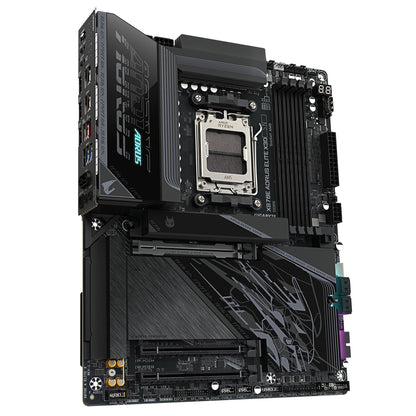 Gigabyte X870E AORUS ELITE X3D AMD AM5 Socket Motherboard, ATX, 4x DDR5 Slots, 4x M.2 Sockets, Fitted I/O Shield, 5GbE LAN, Wi-Fi 7, 1x HDMI Port / 2x USB-C (USB4)