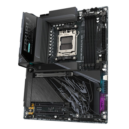 Gigabyte X870E AORUS ELITE X3D AMD AM5 Socket Motherboard, ATX, 4x DDR5 Slots, 4x M.2 Sockets, Fitted I/O Shield, 5GbE LAN, Wi-Fi 7, 1x HDMI Port / 2x USB-C (USB4)