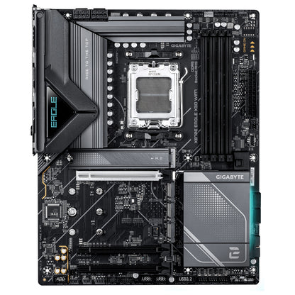 Gigabyte X870E EAGLE X3D WIFI7 AMD AM5 Socket Motherboard, ATX, 4x DDR5 Slots, 4x M.2 Sockets, Fitted I/O Shield, 5GbE LAN, Wi-Fi 7, 1x HDMI Port / 2x USB-C (USB4)