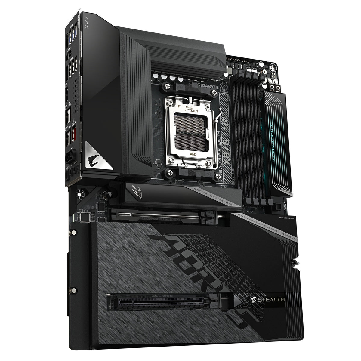 Gigabyte X870 AORUS STEALTH AMD AM5 Socket Motherboard, ATX, 4x DDR5 Slots, 4x M.2 Socket, 5GbE LAN, WiFi 7, 1x HDMI Port / 2x USB-C (USB4)
