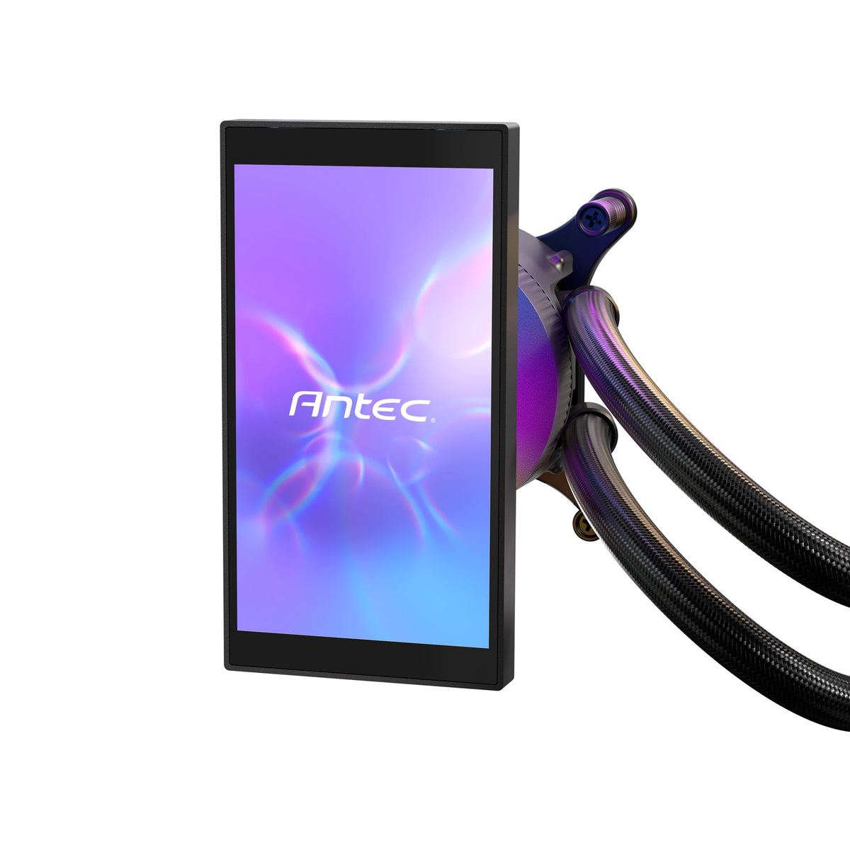 Antec Vortex View 360 Black AIO Liquid CPU Cooler, Massive 5-Inch Rotatable IPS LCD Display, 9th Gen Asetek Pump for 400W TDP, Triple 120mm PWM Fans,  ARGB Backglow