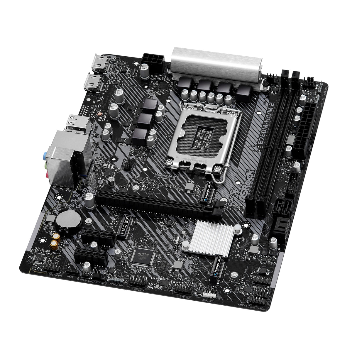 ASRock B760M-H2/M.2 Intel 1700 Socket Motherboard, Micro-ATX, 2x DDR5 Slots, 2x M.2 Socket, 2.5GbE LAN, 2x HDMI Port