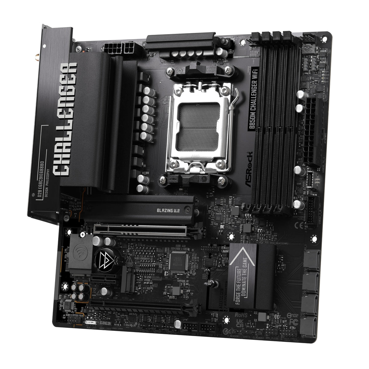 ASRock B850M Challenger WiFi AMD AM5 Socket Motherboard, Micro-ATX, 4x DDR5 Slots, 2x M.2 Socket, Fitted I/O Shield, 2.5GbE LAN, Wi-Fi 7, 1x HDMI Port