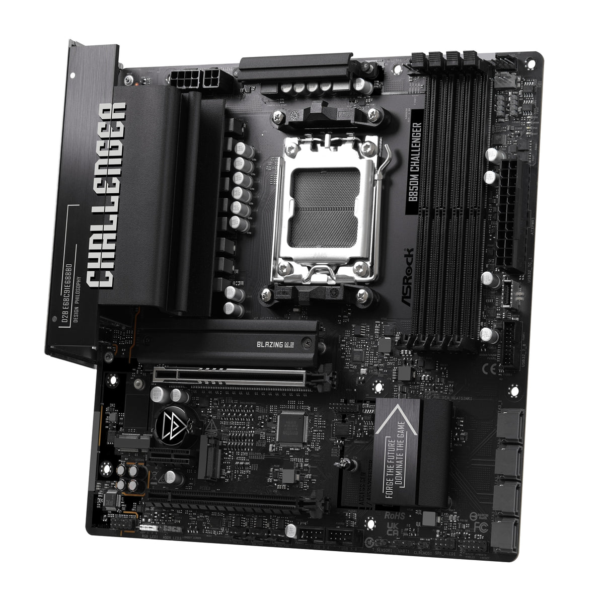 ASRock B850M Challenger AMD AM5 Socket Motherboard, Micro-ATX, 4x DDR5 Slots, 2x M.2 Socket, Fitted I/O Shield, 2.5GbE LAN, 1x HDMI Port