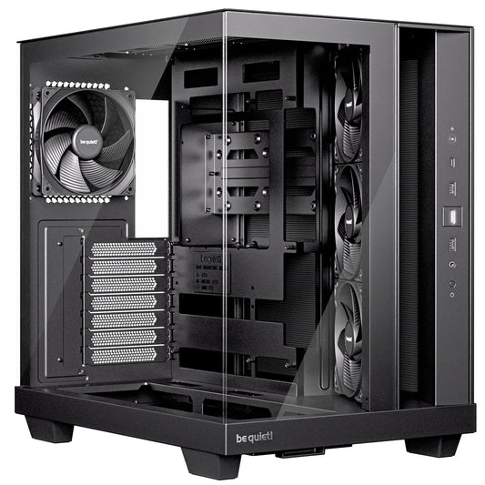 be quiet! Light Base 500 BGW83 Mid-Tower Case, Tempered Glass, 4x 120mm PWM Fans, High-Airflow ATX Case, USB-C, 360mm Radiator Support, Vertical GPU Mount, Black