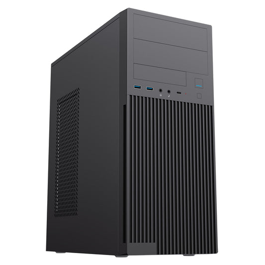 CiT Academy Mid-Tower Office PC Case With USB Type C and 80mm Rear Black Fan and 500W Power Supply Included