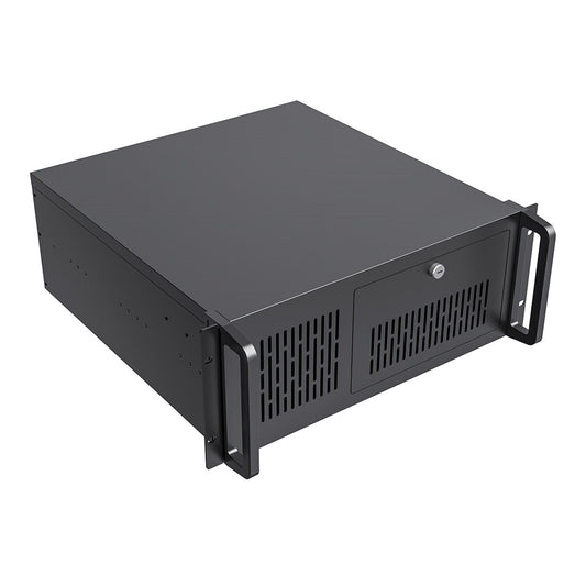CiT 4U Rackmount Server Case 500mm, Heavy-Duty Industrial Chassis with Lockable Front Door, Supports ATX/mATX, 8x Internal HDD Bays for Massive Storage, Black