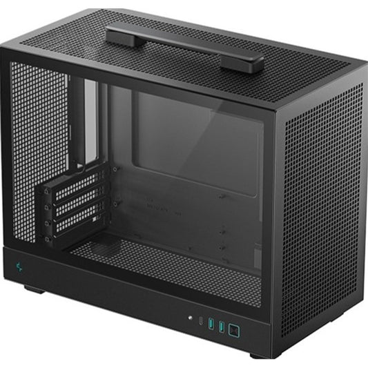 DeepCool CH160 PLUS Mini-ITX Mini Tower PC Case, Tempered Glass, High-Airflow Mesh Design, USB-C & USB 3.0 Front I/O, Supports ATX PSU & 305mm GPU, Black