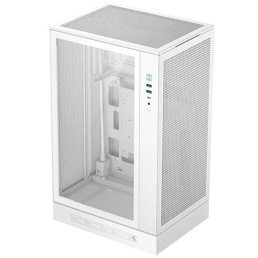 DeepCool CH270 Digital Micro-ATX Case, Mini-Tower PC Case with Tempered Glass Side Panel, USB-C Port, High Airflow Support for 360mm Radiator, ATX PSU, White