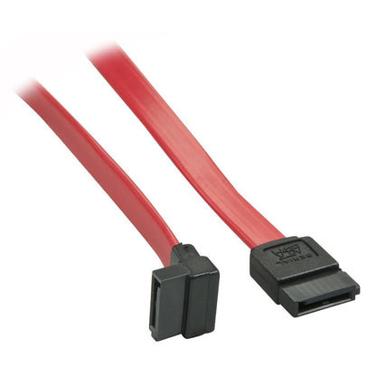 Lindy 33352 Cable SATA (7 Pines) a SATA (7 Pines) en Ángulo de 90 Grados de 0,7 m - Rojo/Negro, Compatible con SATA III y Compatible con Versiones Anteriores SATA I y II, 10 Años de Garantía