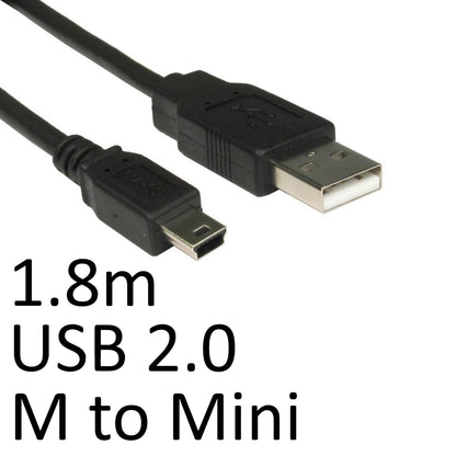 Câble de données USB 2.0 A (M) vers USB 2.0 Mini B (M) 1,8m noir OEM