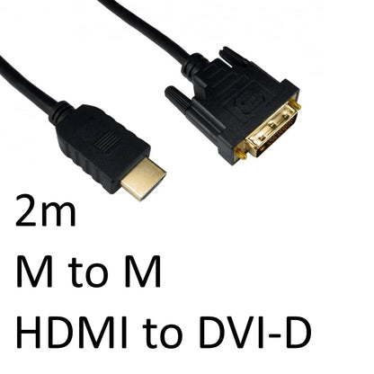 Câble d'écran HDMI 1.4 (M) vers DVI-D (M) 2m Noir OEM