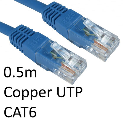 Câble réseau UTP cuivre RJ45 (M) vers RJ45 (M) CAT6 de 0,5 m, bleu, gaine moulée OEM