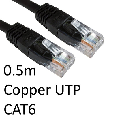 Câble réseau UTP cuivre RJ45 (M) vers RJ45 (M) CAT6 0,5m noir surmoulé OEM