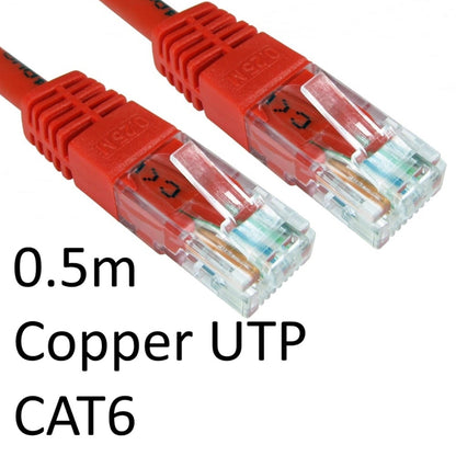 Câble réseau RJ45 (M) vers RJ45 (M) CAT6 0.5m Rouge D'origine (OEM) Avec gaine moulée Cuivre UTP