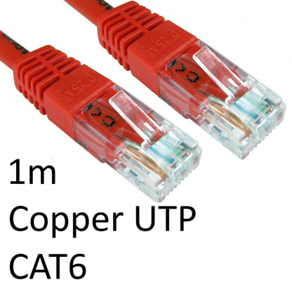 Câble réseau RJ45 (M) vers RJ45 (M) CAT6 1m rouge UTP en cuivre, moulé, OEM
