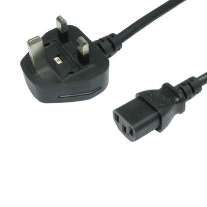 Cable alargador de alimentación de 1,8 m con enchufe británico de 3 pines a IEC C13 (para hervidor) con fusible de 5 amperios - Negro