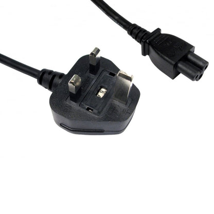 Cable de extensión de alimentación de 1,8 m con enchufe de 3 clavijas del Reino Unido a IEC C5 (trébol) con fusible de 5 amperios - Negro