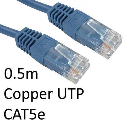Cable de red UTP de cobre CAT5e RJ45 (M) a RJ45 (M) de 0,5 m azul con bota moldeada OEM