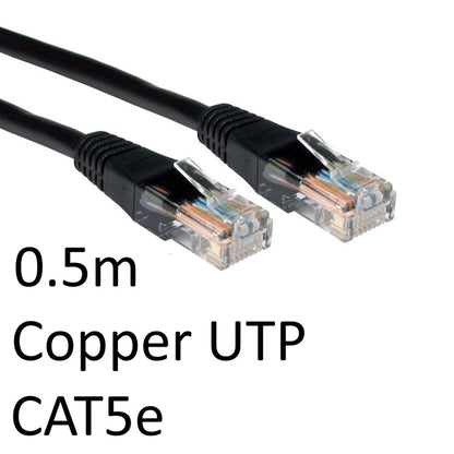 Cable de red UTP de cobre, 0,5 m, negro, RJ45 (M) a RJ45 (M) CAT5e con cubierta OEM moldeada