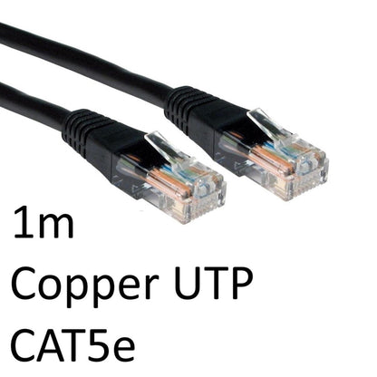 Cable de red UTP de cobre CAT5e de 1 m, RJ45 (M) a RJ45 (M), negro, OEM, conector moldeado