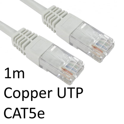 Cable de red UTP de cobre moldeado OEM blanco CAT5e de 1 m, RJ45 (M) a RJ45 (M)