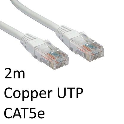 Cable de red UTP de cobre CAT5e RJ45 (M) a RJ45 (M) de 2m, blanco, con capuchón moldeado OEM