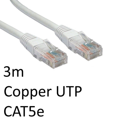 Cable de red UTP de cobre, 3m, blanco, CAT5e, RJ45 (macho) a RJ45 (macho), moldeado, OEM