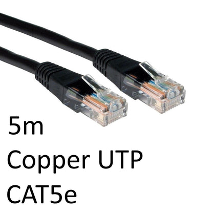 Cable de red UTP de cobre CAT5e RJ45 (M) a RJ45 (M) de 5 m negro con capuchón moldeado OEM
