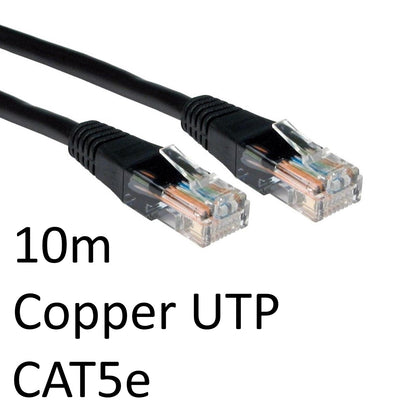 Cable de red UTP de cobre CAT5e RJ45 (M) a RJ45 (M) de 10 m, negro, con funda moldeada OEM