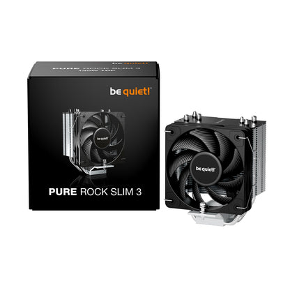 be quiet! Pure Rock Slim 3 Fan CPU Cooler, Universal Socket, High Quality 100mm PWM Black Cooling Fan, 1700RPM, 3 Heat Pipes, 130W TDP, Intel 1851/ 1700 & AMD AM4/ AM5 Compatible
