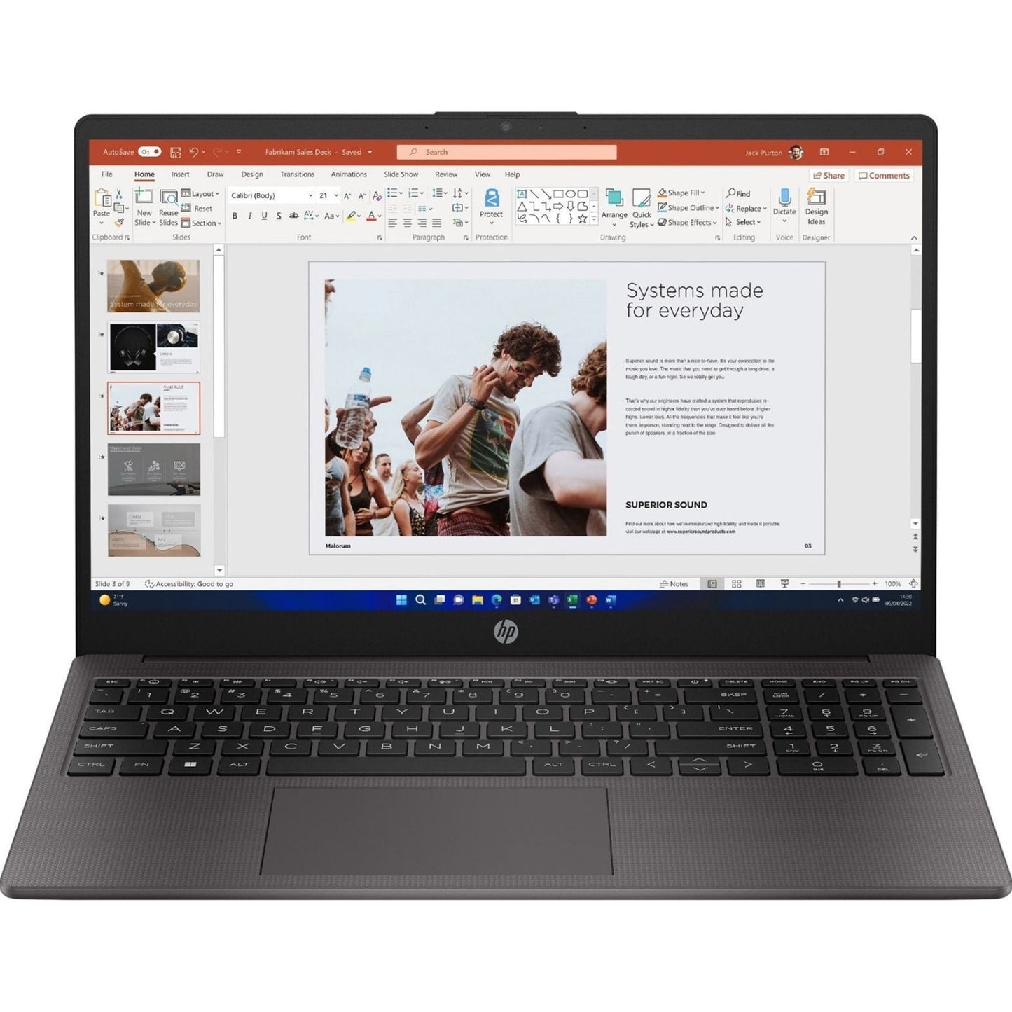HP 255 G10 AK9V0AT#ABU Laptop, 15.6 Inch Full HD 1080p Screen, AMD Ryzen 5-7530U Processor, 16GB RAM, 512GB SSD, Windows 11 Home