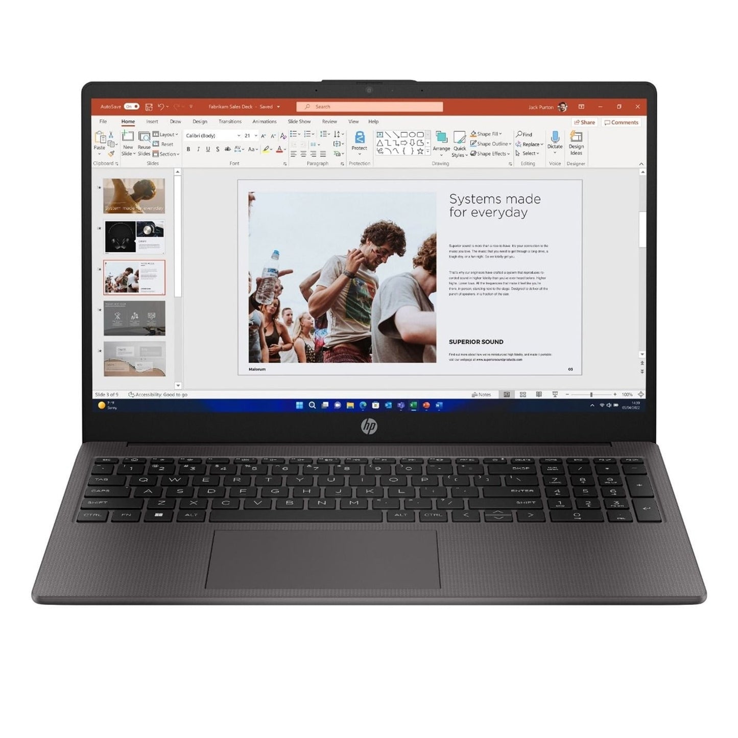 HP 255 G10 B39RBAT#ABU Laptop, 15.6 Inch Full HD 1080p Screen, AMD Ryzen 3 7330U, 8GB RAM, 256GB SSD, AMD Radeon, Windows 11 Home
