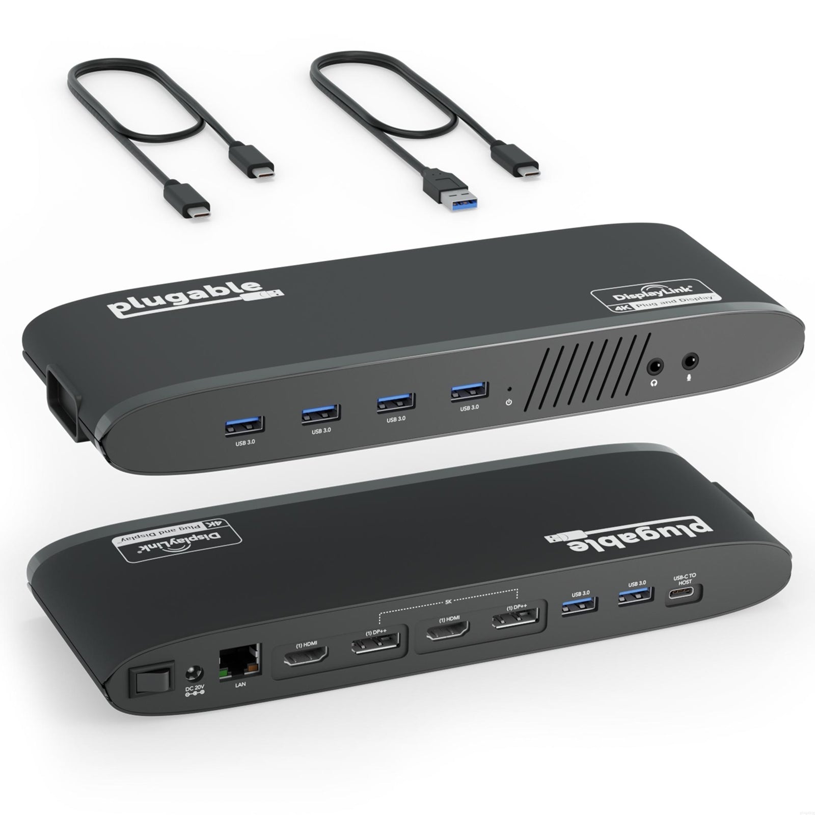 Plugable UD-6950H Universal Dual Monitor 4K USB-A/USB-C DisplayLink Certified Docking Station