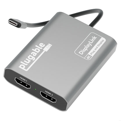 Plugable USBC-6950M Portable USB-C to Dual 4K DisplayLink Certified HDMI Adapter