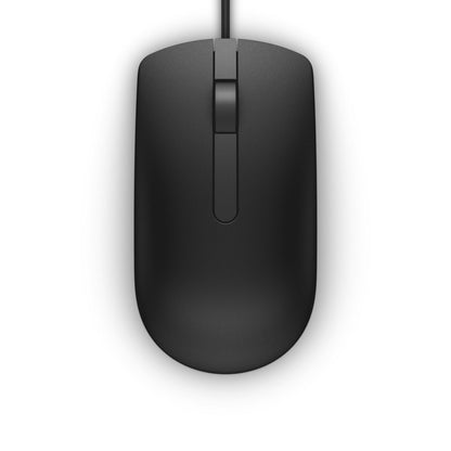 Ratón USB con cable Dell MS116, 2 botones, 1000 ppp y seguimiento óptico, diseño ambidiestro para PC, Mac y portátil, negro