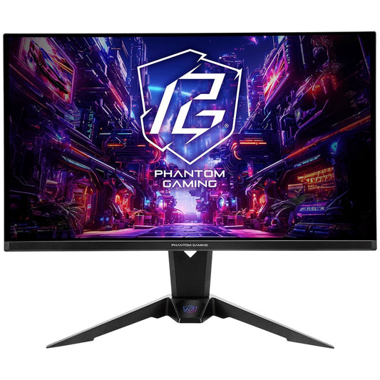 ASRock Phantom Gaming PGO27QFV 27 Inch QHD (2560 x 1440) Flat QD-OLED Gaming Monitor, 360Hz 0.03ms (GTG) Response Time, 2 x HDMI 2.1; 1 x DisplayPort 1.4, 1 x Type-C (DP Alt Mode / PD 15W), Height, Swivel, Tilt Adjustment, Integrated Wi-Fi Antenna