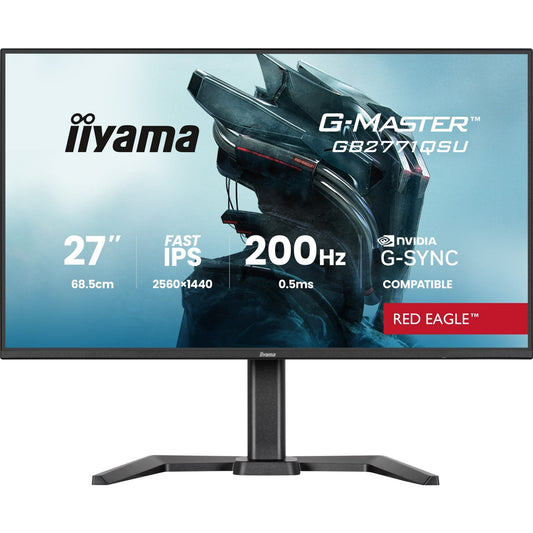 iiyama G-Master Red Eagle gaming monitor GB2771QSU-B1 27" Black, Height Adjustable, QHD Resolution, Ultra Slim Bezel, IPS, 200Hz, 0.5ms, Nvidia G-Sync, HDMI, Display Port, USB Hub