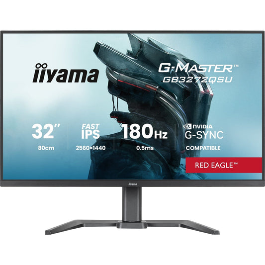 iiyama G-Master Red Eagle gaming monitor GB3272QSU-B1 32" Black, 2560 x 1440, 0.5ms, 180hz, Nvidia G-Sync, HDMI, DisplayPort, Height Adjustable, PIP and PBP