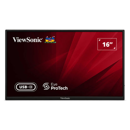 Viewsonic VA1650 16 inch USB-C Lightweight Portable IPS Monitor, Full HD, 60Hz, HDMI (v1.4), VESA, Built in Foldable Stand