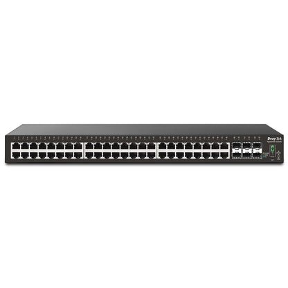 Draytek VSP2542X-K 54 Port switch with 48 PoE+ RJ-45 LAN ports, 6 10Gbpe SFP+, 400W PoE budget, and L2+ management, 2 Year Warranty