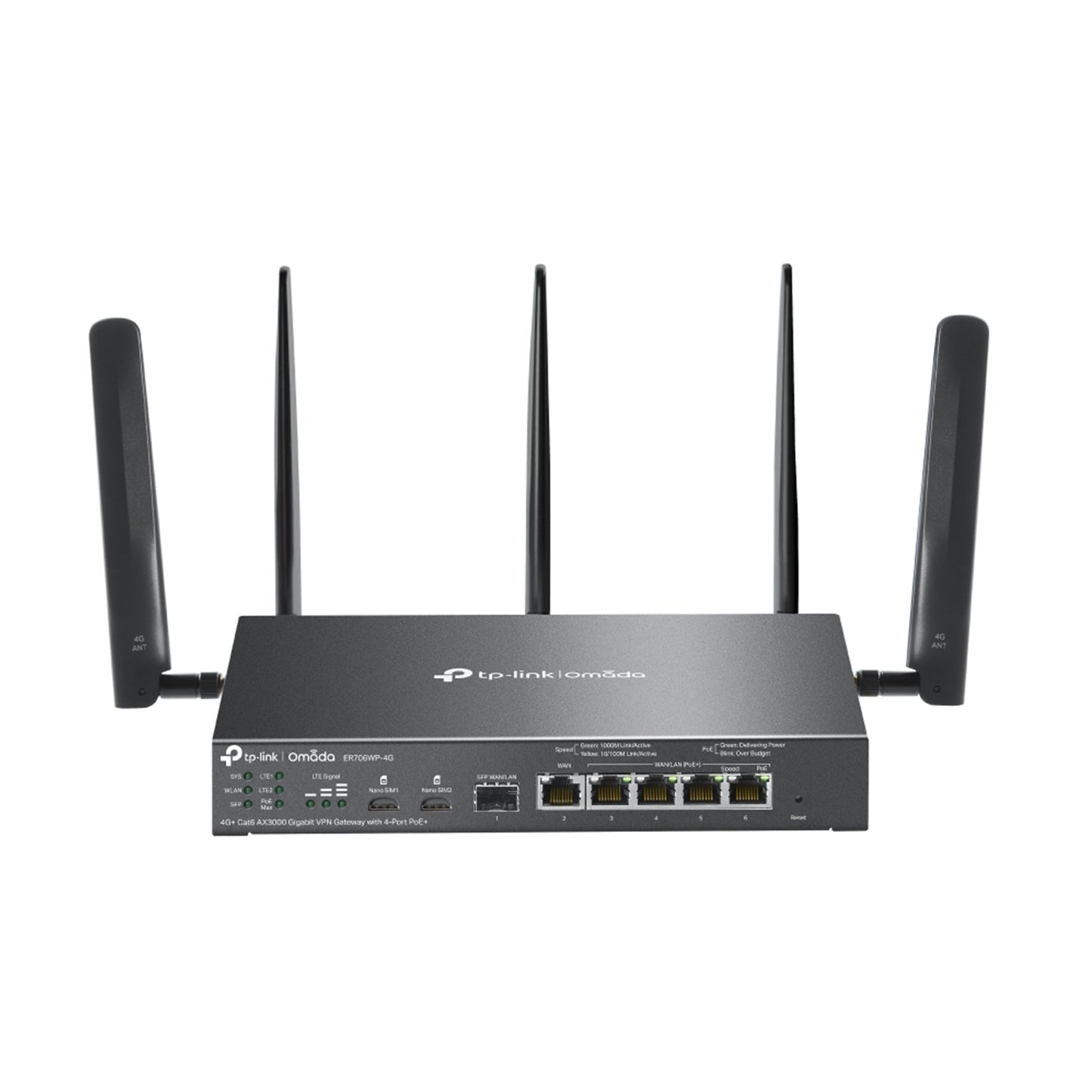 TP-Link Omada ER706WP-4G 4G+ Cat6 AX3000 Gigabit VPN Gateway with 4-Port PoE