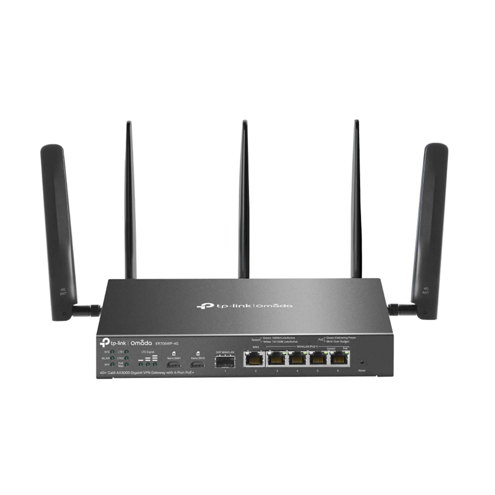 TP-Link Omada ER706WP-4G 4G+ Cat6 AX3000 Gigabit VPN Gateway with 4-Port PoE