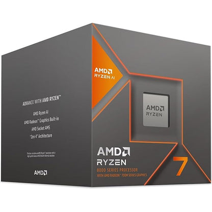 Processeur AMD Ryzen7 8700G 8 cœurs AM5 4,2 GHz, jusqu'à 5,1 GHz en mode boost, 24 Mo de cache, 65 W, carte graphique Radeon 780M