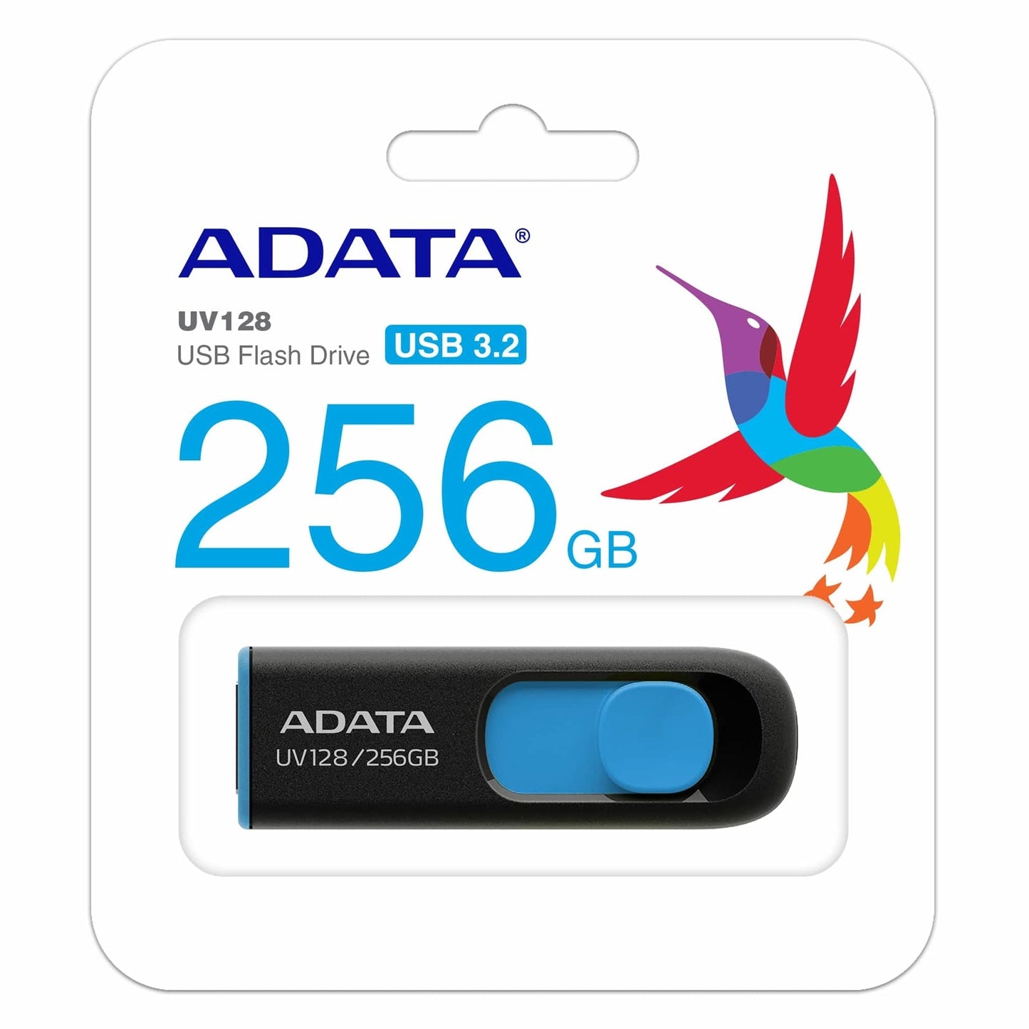 Adata DashDrive UV128 256GB USB 3.0 Flash Drive, Black and Blue