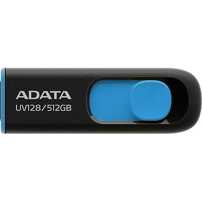 Memoria USB Adata UV128 de 512 GB, USB 3.2 Gen 1, color negro y azul